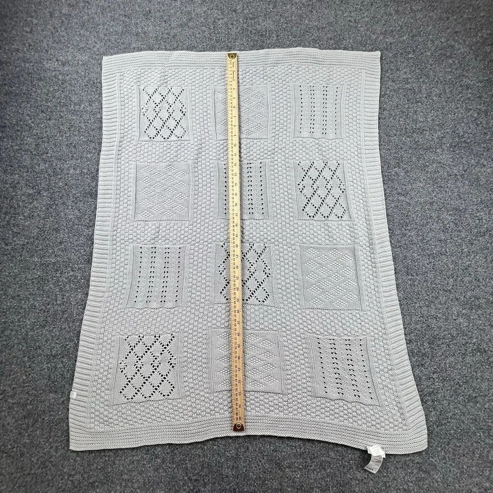 Elegant Baby Light Grey 100% Cotton Patchwork‎ Knit Pointelle Blanket